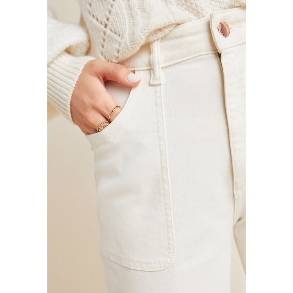 Like New | DL1961 Anthropologie Hepburn Cropped Wide-Leg Jeans in Cream - Picture 6 of 13